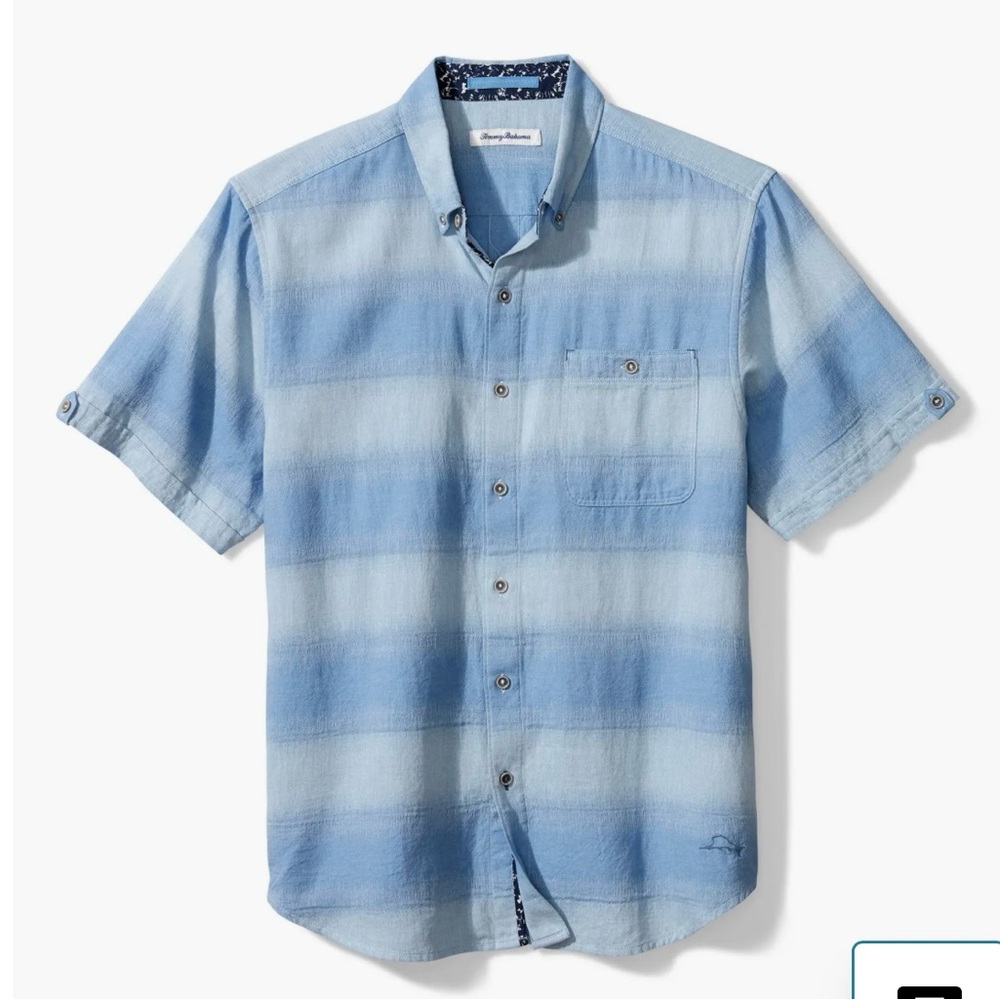 Tommy Bahama Ocean Fade Short Sleeve Button-Down Shirt - EUC